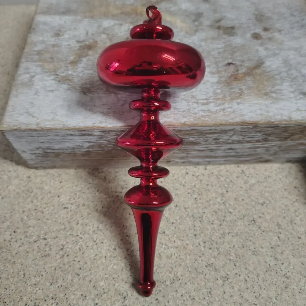 Blown Glass Elegant Red Holiday Ornament 8